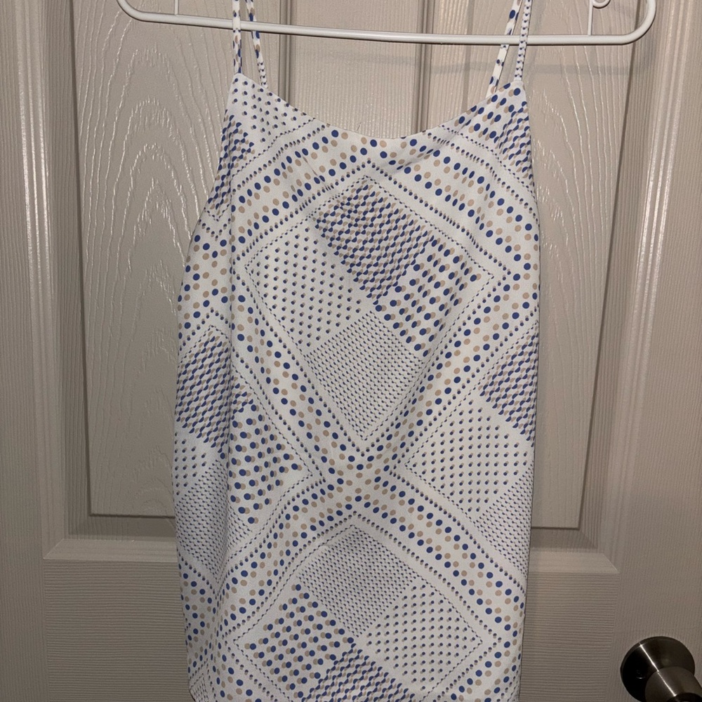 LOFT Blue and White Patterned Top
